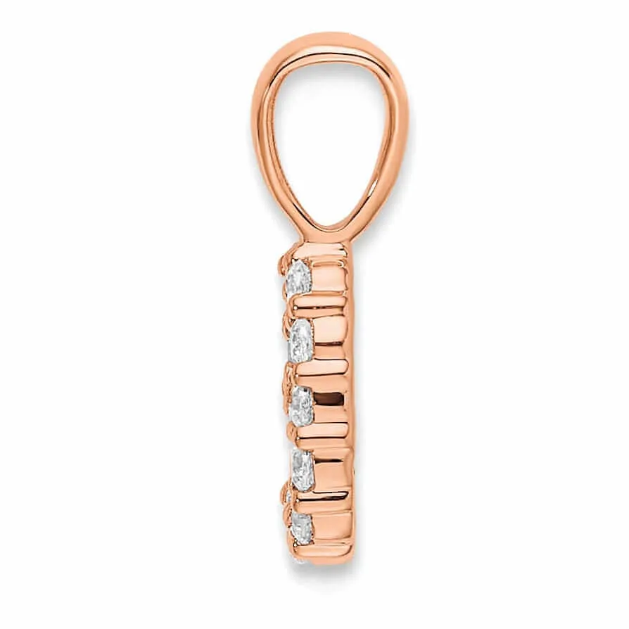 14k Rose Gold Polished Finish with Diamonds Number 9 Pendant