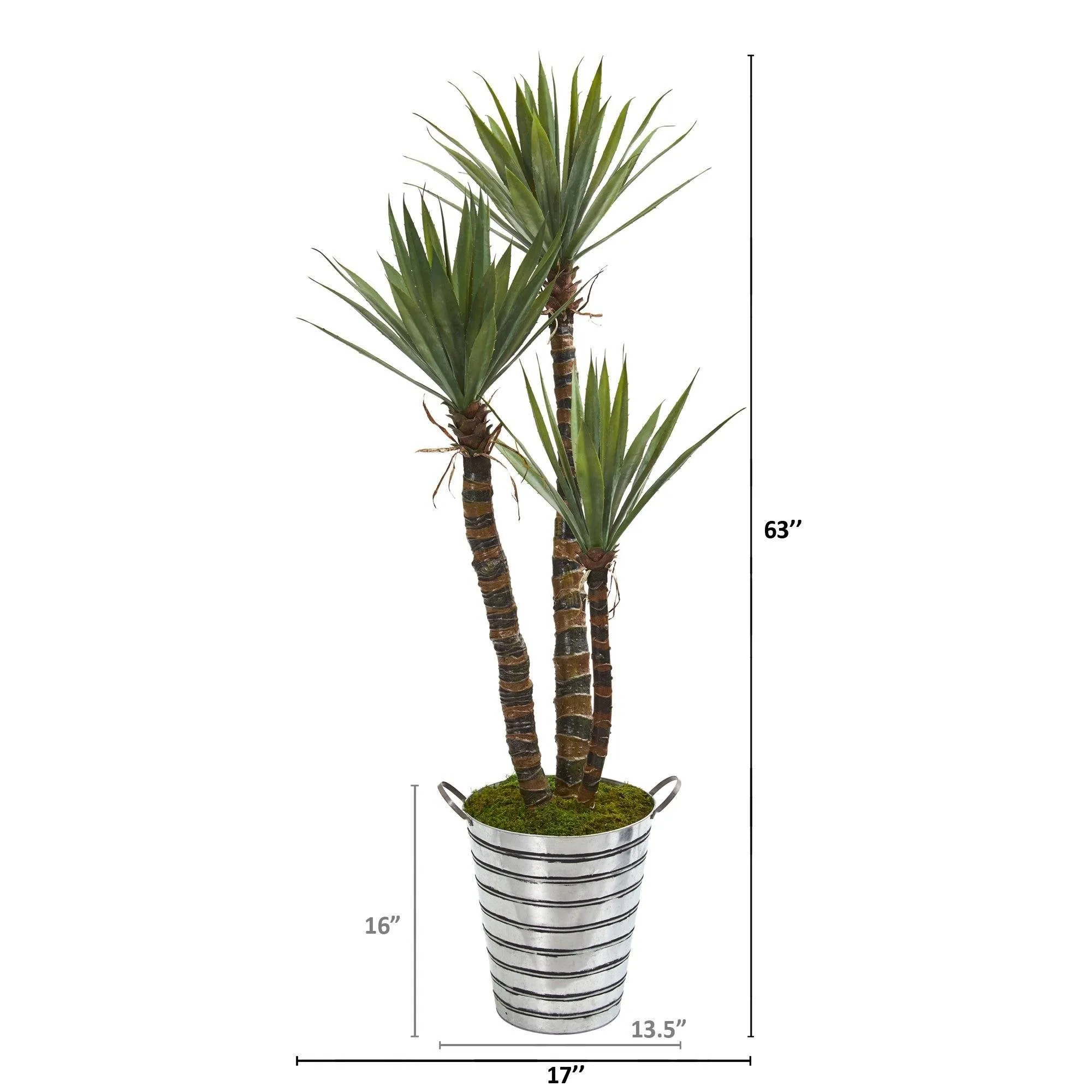 63” Yucca Artificial Tree in Tin Bucket