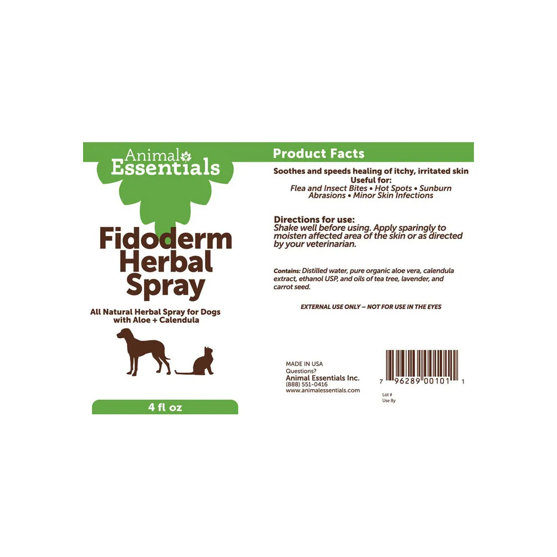 Animal Essentials FidoDerm Herbal Skin Spray for Dogs