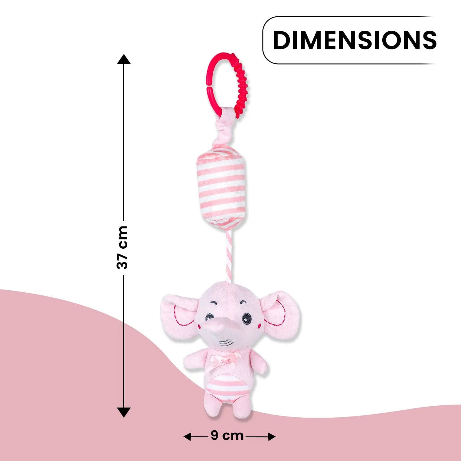 Baby Moo Elephant Sensory Wind Chime Hanging Musical Toy - Pink