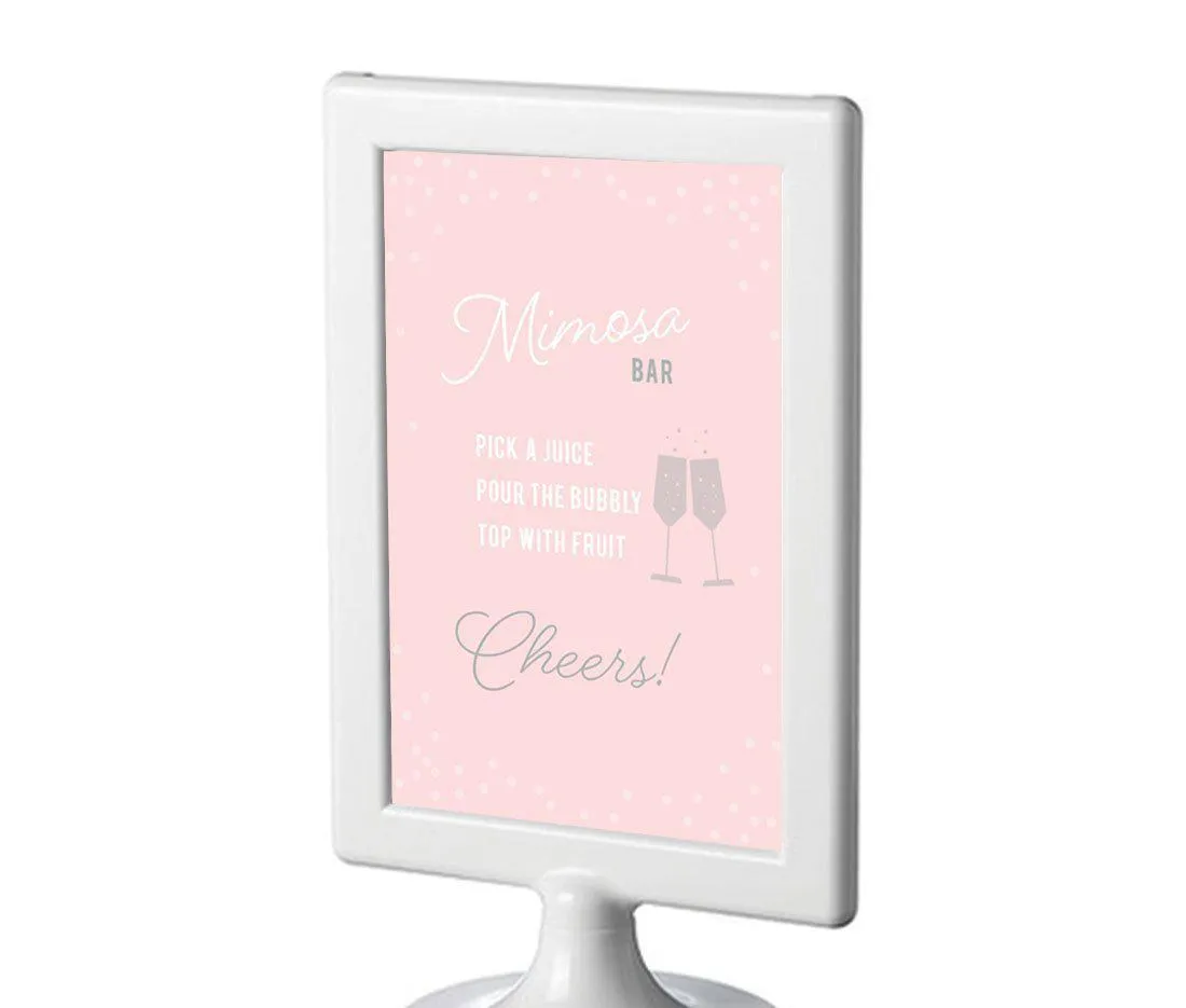 Blush Pink and Gray Pop Fizz Clink Wedding Framed Party Signs