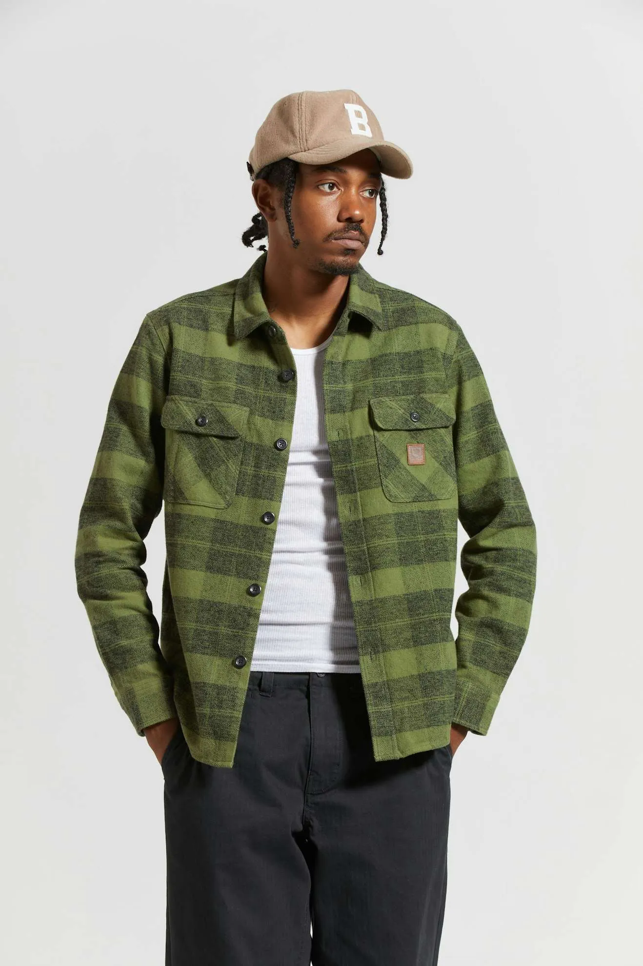 Bowery Heavyweight L/S Flannel - Cypress Green/ Black