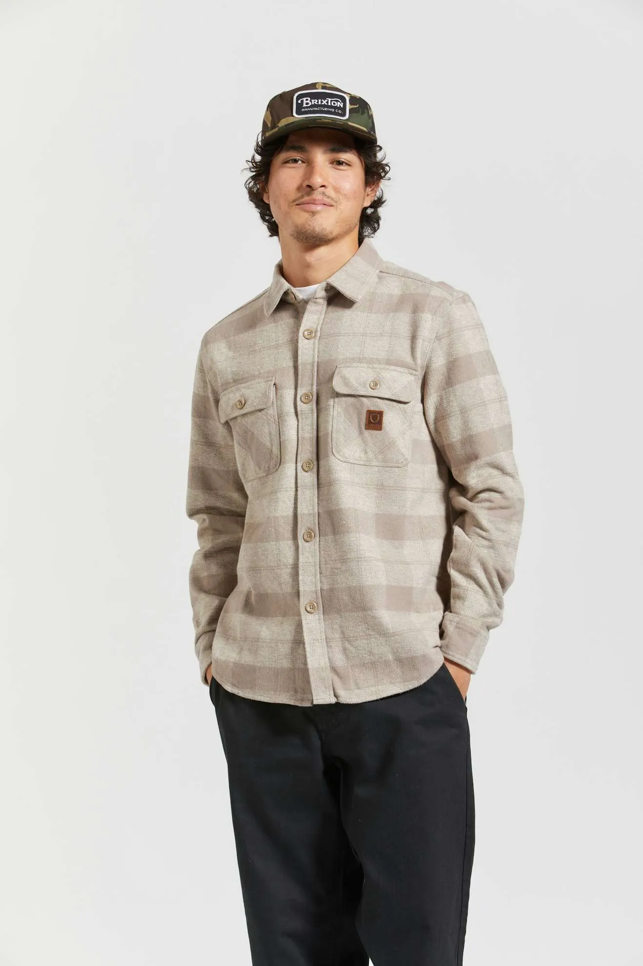 Bowery Heavyweight L/S Flannel - Off White/Cinder Grey