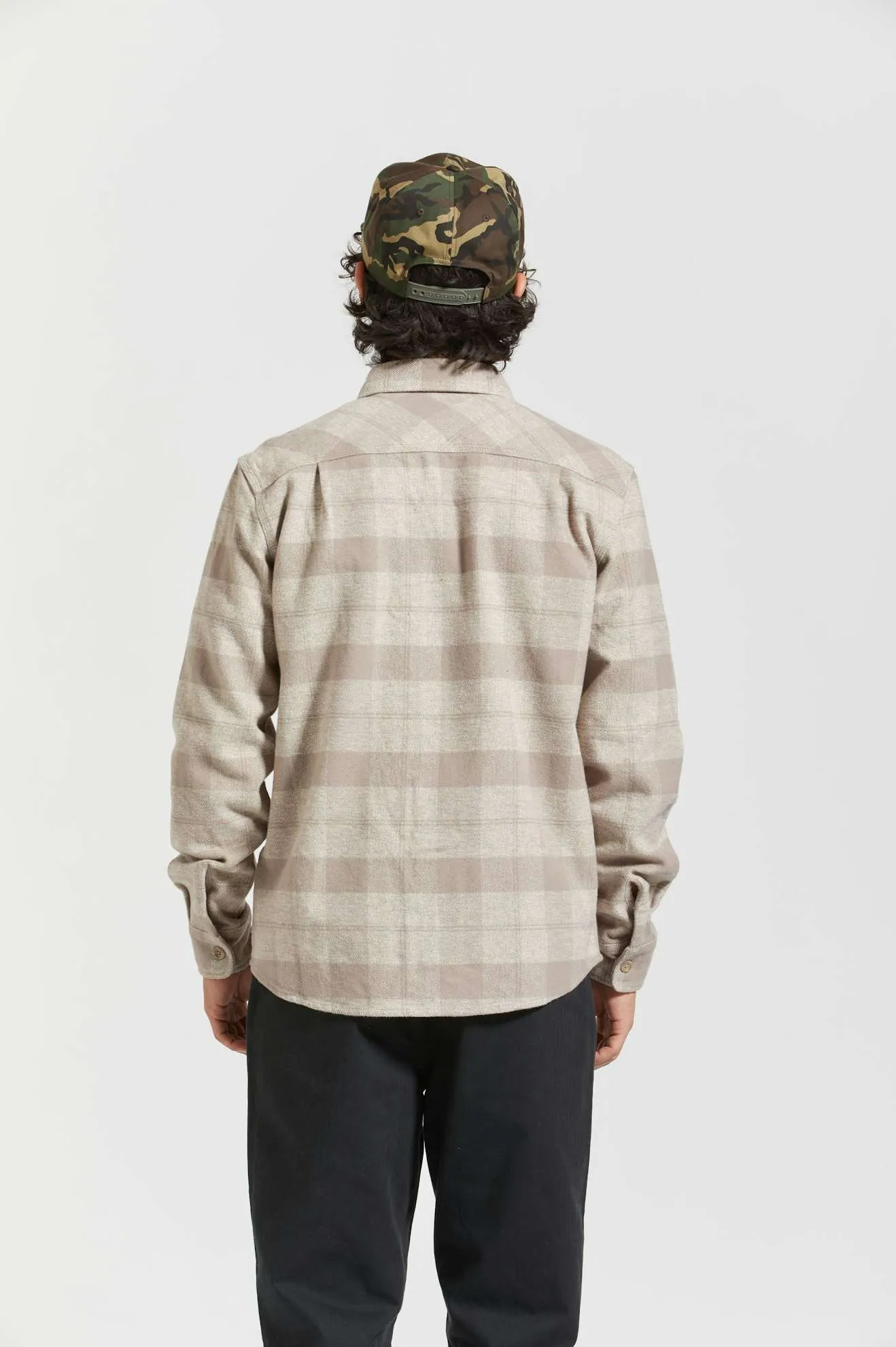 Bowery Heavyweight L/S Flannel - Off White/Cinder Grey