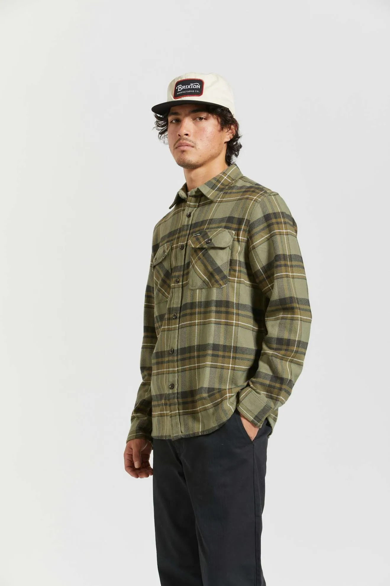 Bowery L/S Flannel - Vetiver/Laurel Wreath/Washed Black