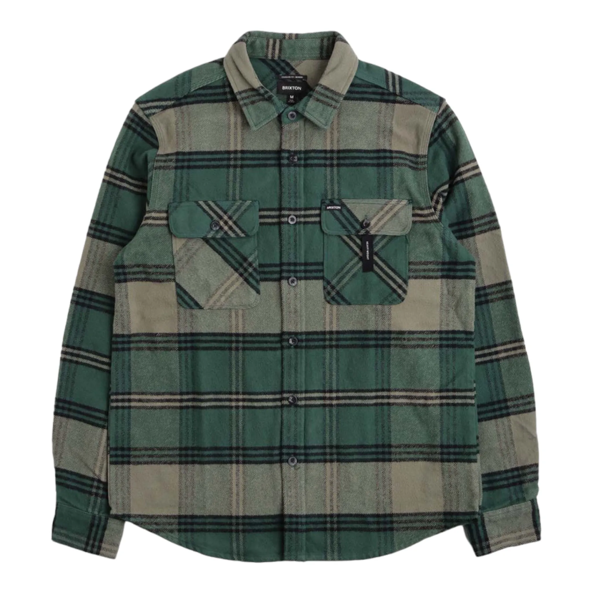 Brixton - Bowery Heavy Weight L/S Flannel - Pine Needle/Olive Surplus