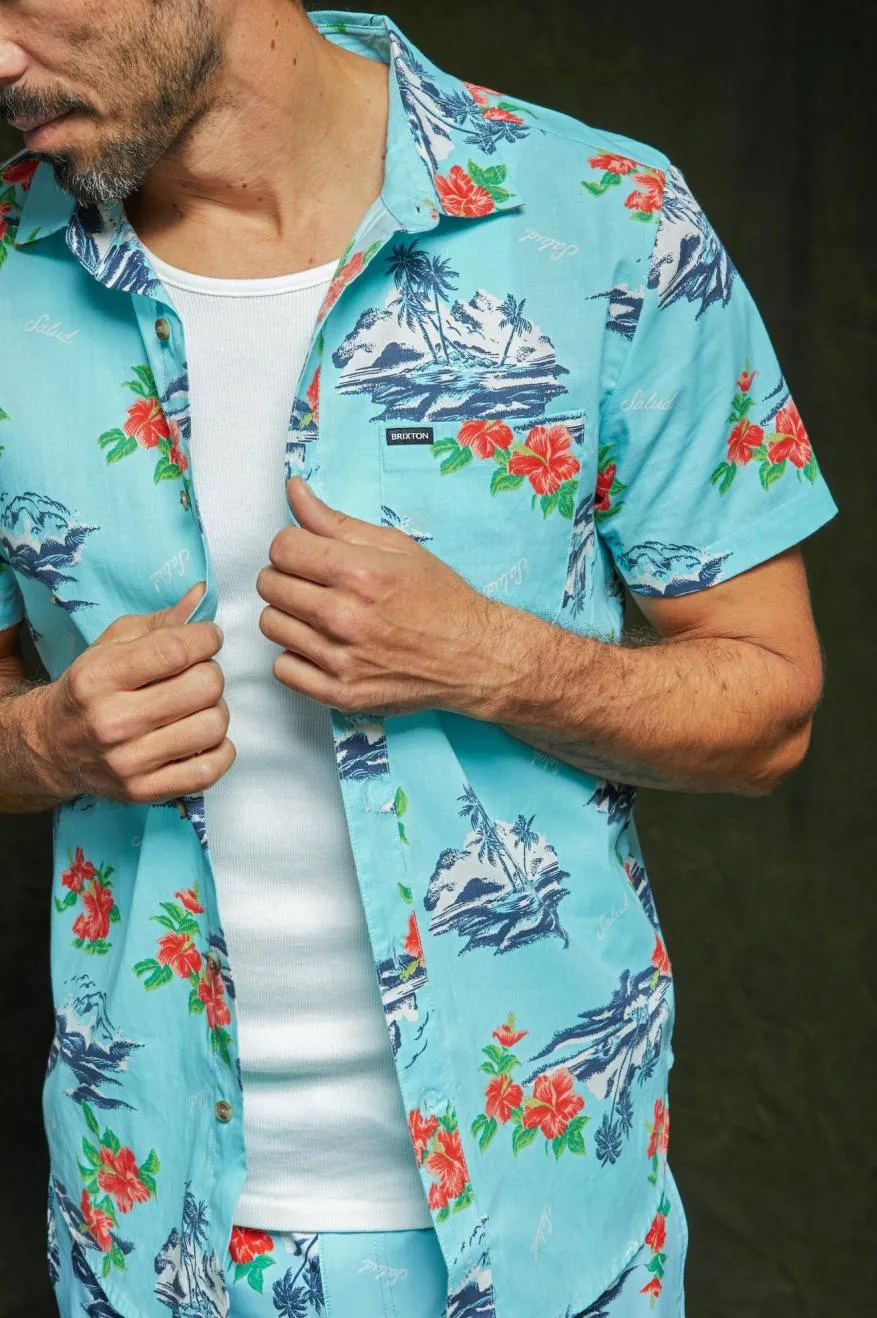 Charter Print S/S Woven - Canal Blue/Paradise