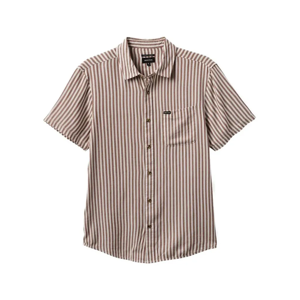 Charter Stripe S/S Woven Shirt Off White/Bison