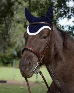 Dark Navy Blue Velvet Christmas Fly Bonnet