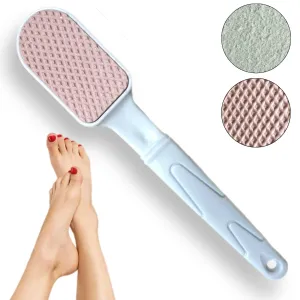 Double-Sided Foot Pumice Stone & File with Handle - Heel Scraper Scrubber Cracked Feet Instant Exfoliating Buffer Dead Skin Remover – Feet Pedicure Skin Softener Sole Smoother