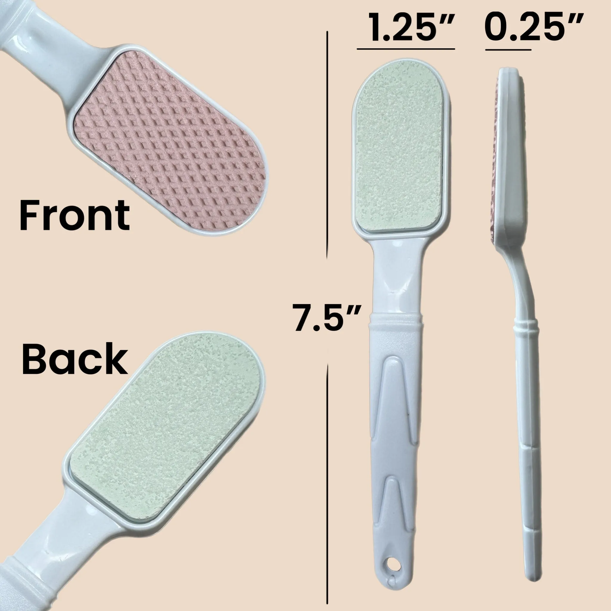 Double-Sided Foot Pumice Stone & File with Handle - Heel Scraper Scrubber Cracked Feet Instant Exfoliating Buffer Dead Skin Remover – Feet Pedicure Skin Softener Sole Smoother