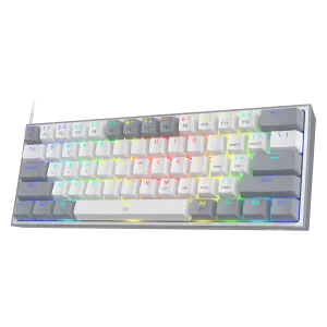 FIZZ K617 60 White & Grey Small Mechanical keyboard