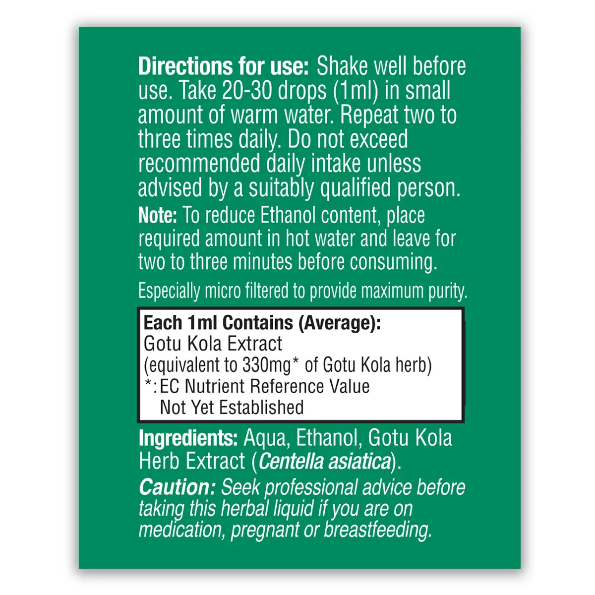 Gotu Kola (Hydrocotyle asiatica) Liquid