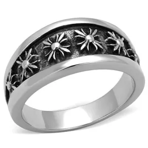 High polished (no plating) Stainless Steel Ring with Epoxy in Jet for Women Style TK1603