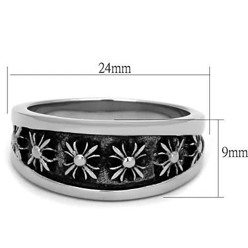 High polished (no plating) Stainless Steel Ring with Epoxy in Jet for Women Style TK1603