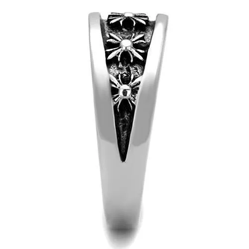 High polished (no plating) Stainless Steel Ring with Epoxy in Jet for Women Style TK1603