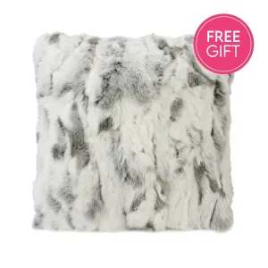 Rabbit Fur Cushion - Siberian Ash