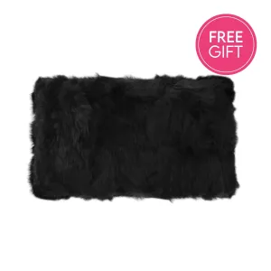 Rabbit Fur Lumbar Cushion - Black