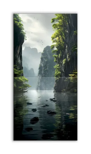 Serene Reflections: Tranquil Cliffside Landscape