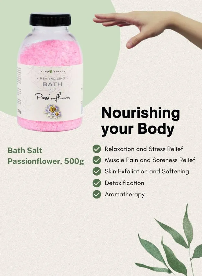 Soap&Friends Exotic Passion Flower Bath Salt for Youthful Skin Rejuvenation 500g