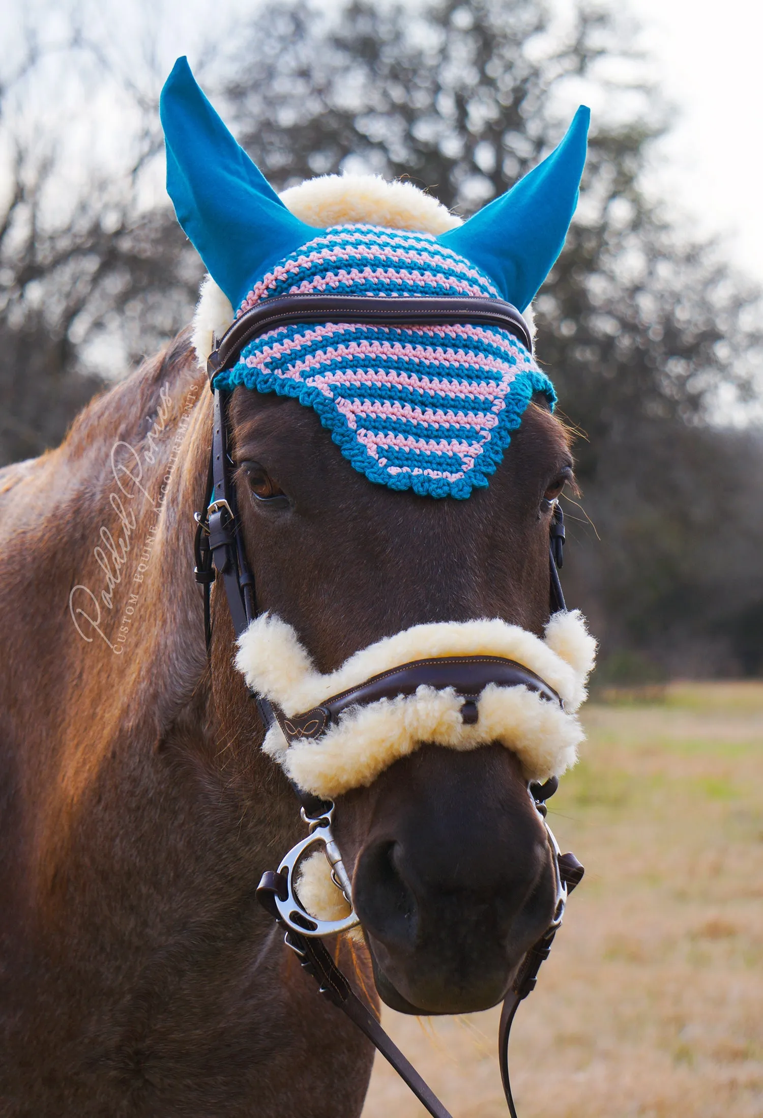 Teal and Baby Pink Stripe Fly Bonnet