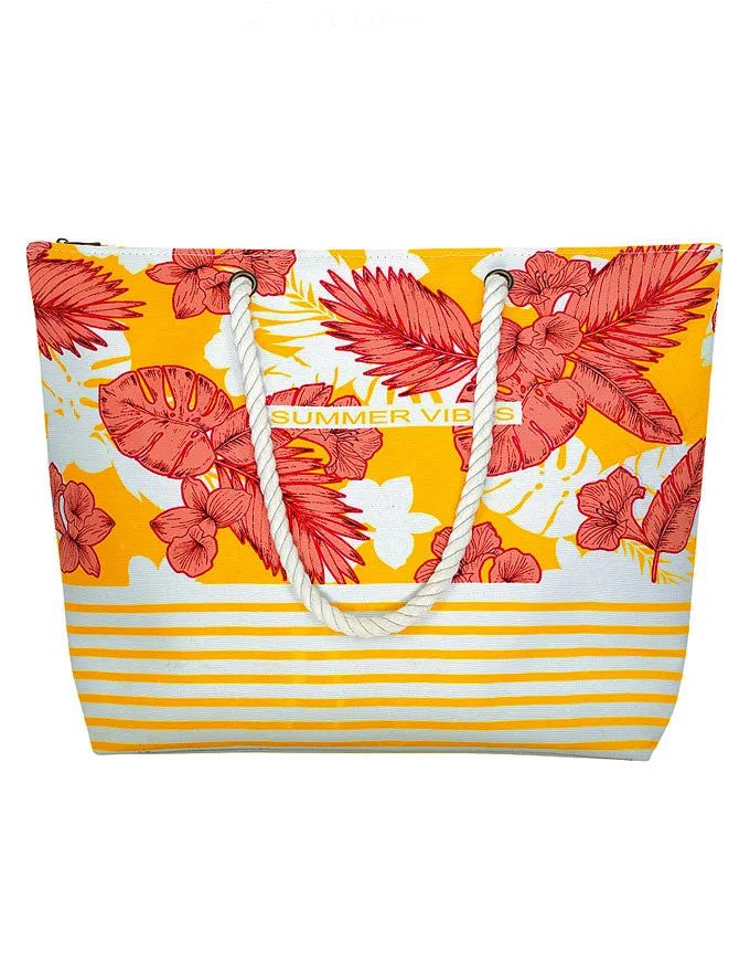 Tropical Print Beach Bag